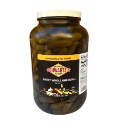 Schwartz s Sweet 171 To 184 Count Pickle Gherkin Bulk, 1 Gallon, 4 Per Case | SKU: 521372