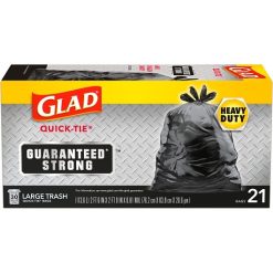 Glad Bag Trash Quick Tie Black, 21 Count, 9 Per Case | SKU: 569082