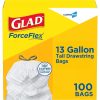 Glad Garbage Bag Tall Kitchen White 13 Gallon, 100 Count, 4 Per Case | SKU: 577639