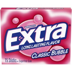 Extra Classic Bubble Gum, 15 Piece, 10 Per Pack, 12 Per Case | SKU: 487034 | UPC: 022000220264