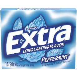 Extra Single Serve Peppermint Gum, 15 Piece, 10 Per Box, 12 Per Case | SKU: 487031 | UPC: 022000220356