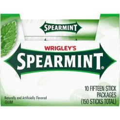 Wrigley s Spearmint Gum, 15 Piece, 10 Per Box, 12 Per Case | SKU: 487023 | UPC: 022000217349