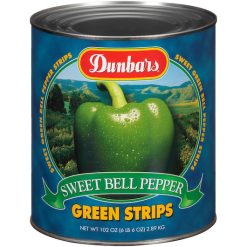 Dunbars Green Strips Sweet Bell Pepper, 102 Ounce, 6 Per Case | SKU: 139254 | UPC: 023709100185
