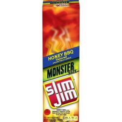 Slim Jim Monster Honey Barbecue Flavored Smoked Meat Snack Sticks, 1.94 Ounces, 18 Per Box, 6 Per Case | SKU: 498287 | UPC: 026200140414
