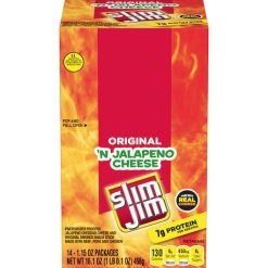 Slim Jim Original N Jalapeno Cheese Beef Snack Stick, 1.15 Ounces, 84 Per Case | SKU: 710019 | UPC: 026200141602