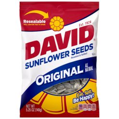 David Original Sunflower Seeds, 5.25 Ounces, 12 Per Case | SKU: 496432 | UPC: 026200461700