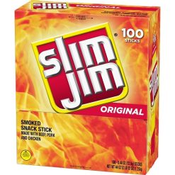 Slim Jim Original Snack Sticks, 0.44 Ounces, 100 Per Box, 4 Per Case | SKU: 496633 | UPC: 026200615097