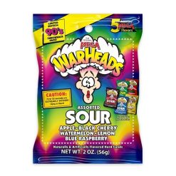 Warheads Extreme Sour Hard Candy Peg Bag, 2 Ounce, 12 Per Case | SKU: 727210