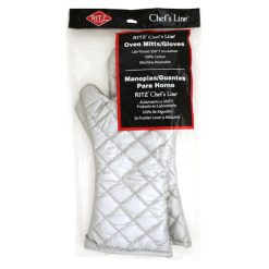 Ritz 16 Inch Non-Stick Silicone Oven Mitts Silver, 1 Pair, 12 Per Case | SKU: 458975 | UPC: 034648959277