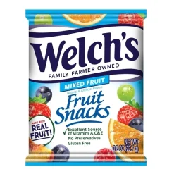 Welch s Mixed Fruit Fruit Snacks, 0.8 Ounce, 10 Per Box, 8 Per Case | SKU: 756288 | UPC: 034856150404