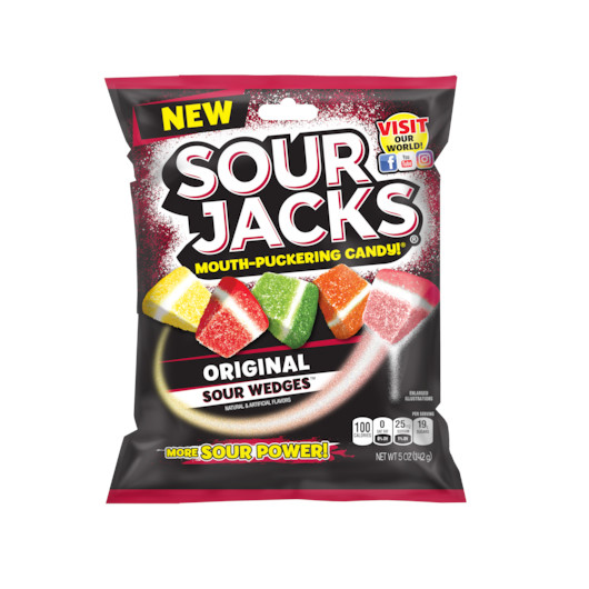 Sour Jacks Original Sour Wedges Gummy Candy, 5 Ounce, 12 Per Case | SKU: 732350 | UPC: 034856125211