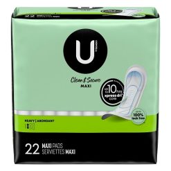 U By Kotex Kotex Maxi Pads Super Long, 22 Count, 8 Per Case | SKU: 559888 | UPC: 036000039061