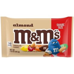 M&M s Almond Sharing Size, 2.83 Ounces, 18 Per Box, 6 Per Case | SKU: 556804 | UPC: 898999000619