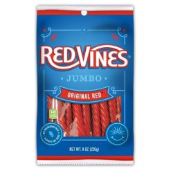 Red Vines Jumbo Original Red Twists Peg Bag, 8 Ounce, 12 Per Case | SKU: 485194 | UPC: 041364002323