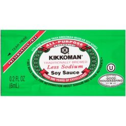 Kikkoman Less Sodium Preservative Free Soy Sauce Single Serve, 6 Milliliter, 200 Per Case | SKU: 563822 | UPC: 041390001208