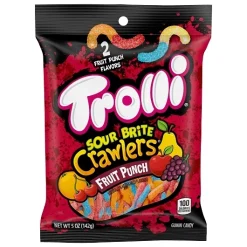 Trolli Fruit Punch Sour Brite Crawlers Gummy Candy Peg Bag, 5 Ounce, 12 Per Case | SKU: 754112 | UPC: 041420069949