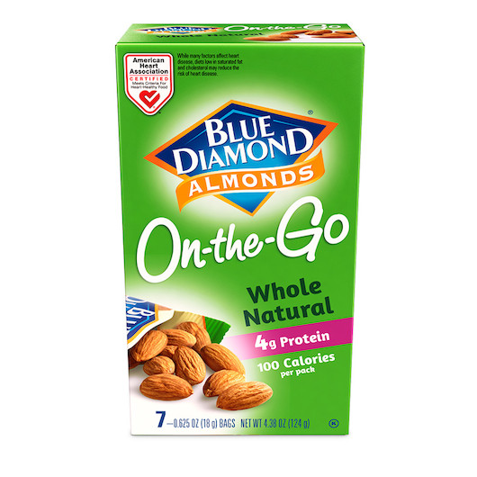 Blue Diamond 100 Calories Whole Natural Almonds, 4.38 Ounces, 6 per case | SKU: 637006 | UPC: 041570053799