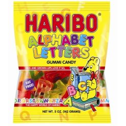 Haribo Alphabet Letters Gummy Candy, 5 Ounce, 12 Per Case | SKU: 616740 | UPC: 042238369085