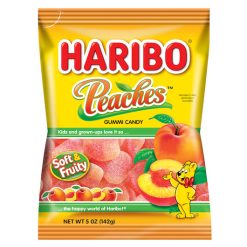 Haribo Peaches Gummy Candy, 5 Ounce, 12 per case | SKU: 616314 | UPC: 042238380851