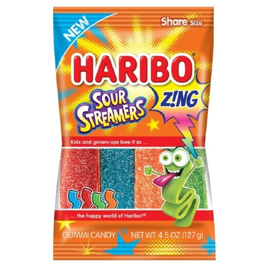 Haribo Confectionery Sour Streamers Gummy Candy, 4.5 Ounce, 12 Per Case | SKU: 688598 | UPC: 042238750036