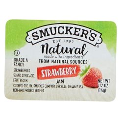 Smucker s Natural Strawberry Jam, 0.5 Ounces, 200 Per Case | SKU: 610402 | UPC: 051500082010