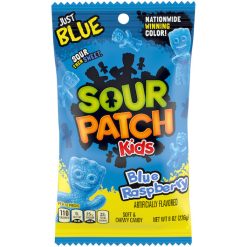 Sour Patch Kids Blue Raspberry Gummy Candy Peg Bag, 8 Ounce, 12 Per Case | SKU: 725636 | UPC: 070462007794