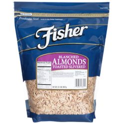 Fisher Toasted Blanched Slivered Almonds, No Salt, 32 Ounce, 3 Per Case | SKU: 629896 | UPC: 070690188951