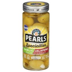 Pearls Garlic Jalapeno Double Hand Stuffed Jumbo Queen Olives, 7 Ounce, 6 Per Case | SKU: 810950