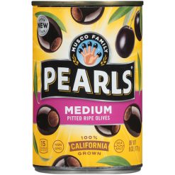 Pearls Medium Pitted Olives Canned, 6 Ounce, 12 Per Case | SKU: 680014 | UPC: 072999441232