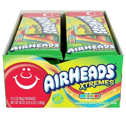 Airheads Rainbow Berry Belt Xtremes, 3 Ounces, 12 Per Box, 12 Per Case | SKU: 491480 | UPC: 073390670757 | GTIN: 00073390670757