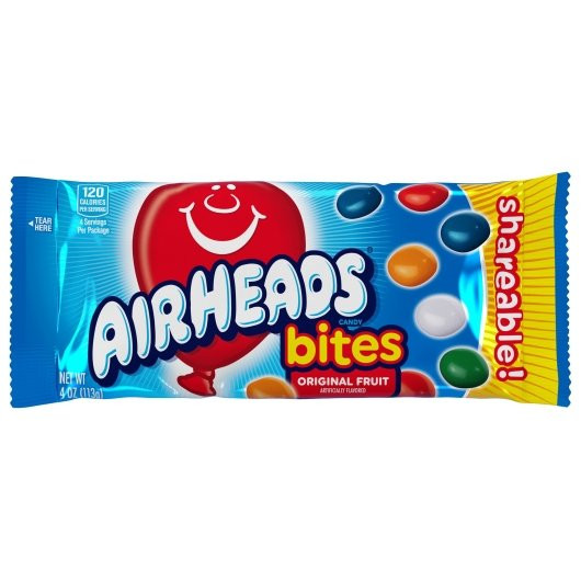Airheads King Size Original Fruit Bites Share Pack, 4 Ounce, 18 Per Box, 8 Per Case | SKU: 610932 | UPC: 073390672058 | GTIN: 00073390672058