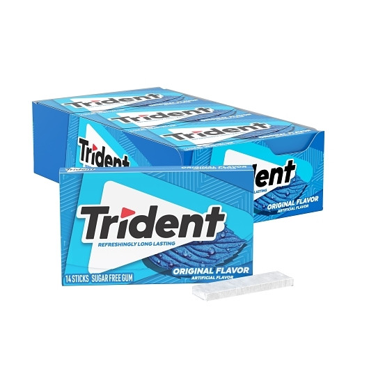 Trident Original Flavor Sugar Free Gum, 14 Count, 12 Per Box, 12 Per Case | SKU: 784597 | UPC: 012546011082