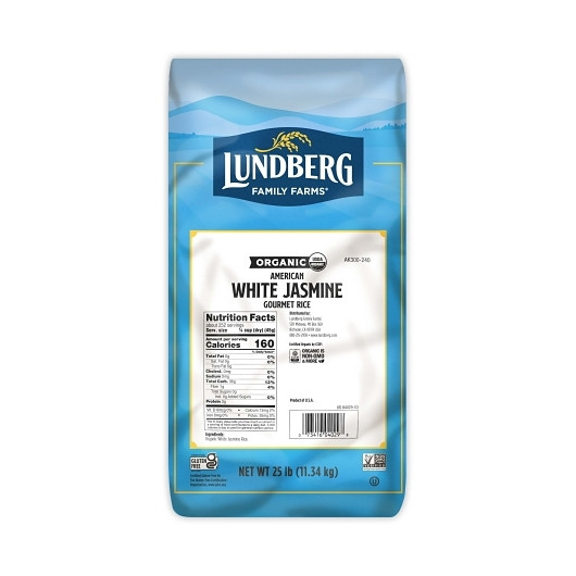 Lundberg Family Farms Organic American White Jasmine Rice, 25 Pounds | SKU: 689142 | UPC: 073416040298