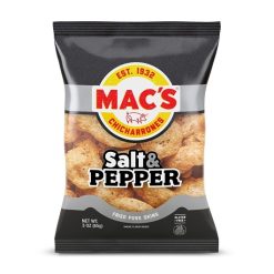 Mac s Box Of Salt & Pepper Pork Skins, 3 Ounce, 12 Per Case | SKU: 758652 | UPC: 073497807803