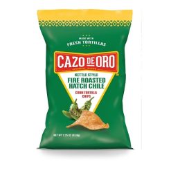 Cazo De Oro Tortilla Chips Fire Roasted Hatch Chili, 2.25 Ounce, 12 Per Case | SKU: 758627 | UPC: 073497819691