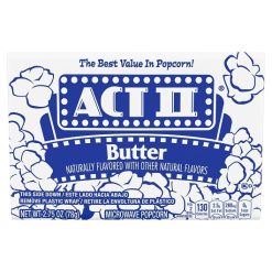 Act II Microwave Popcorn Tray Butter, 2.75 Ounces, 18 Per Box, 4 Per Case | SKU: 543632 | UPC: 076150232264