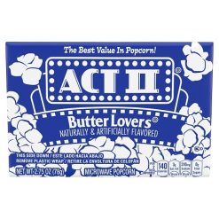 Act II Microwave Popcorn Tray Butter Lovers, 2.75 Ounces, 18 Per Box, 4 Per Case | SKU: 543629 | UPC: 076150232486 | GTIN: 20076150232565