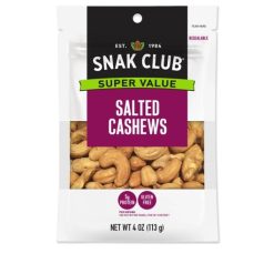 Snak Club Salted Cashews, 4 Ounce, 6 Per Case | SKU: 700703 | UPC: 087076493301