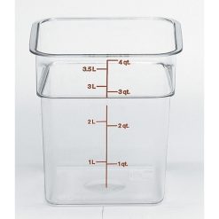 Cambro 4 Quart Clear Measuring Plastic Square Container, 6 Each | SKU: 634285 | UPC: 099511315475