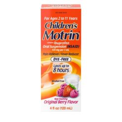 Motrin Children Dye Free Suspension Berry, 4 Ounce, 3 Per Pack, 12 Per Case | SKU: 667733 | UPC: 300450184030