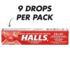 Halls Strawberry Cough Drops, 9 Count, 20 Per Pack, 24 Per Case | SKU: 481105