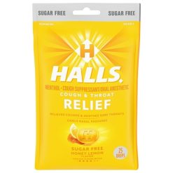 Halls Honey Lemon, 25 Count, 12 Per Pack, 4 Per Case | SKU: 481119 | UPC: 312546622128
