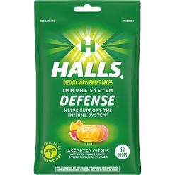 Halls Defense Citrus Cough Drops, 30 Count, 12 Per Pack, 4 Per Case | SKU: 481131 | UPC: 312546626515