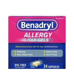 Benadryl Allergy Liqua-Gels Dye-Free Antihistamine 25 Mg Capsules, 24 Count, 6 Per Pack, 4 Per Case | SKU: 501088 | UPC: 312547170215