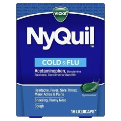 Vicks Nyquil Liquicaps, 16 Count, 6 Per Pack, 4 Per Case | SKU: 546411 | UPC: 323900014398