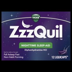 Vicks Zzzquil Night Time Sleep Aid Liquicaps, 12 Count, 6 Per Pack, 4 Per Case | SKU: 563324 | UPC: 323900038028