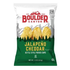 Boulder Canyon Jalapeno Cheddar Kettle Cooked Potato Chips, 1.5 Ounces, 55 Per Case | SKU: 556271 | UPC: 708163113161