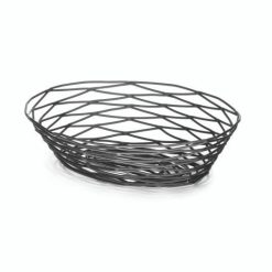 Tablecraft 9 Inch X 6 Inch X 2.25 Inch Black Metal Oval Basket, 6 Each | SKU: 482799