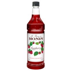 Monin Raspberry Premium Gourmet Syrup, 1 Liter Bottle - 4 Per Case | SKU: 399090 | UPC: 738337060908