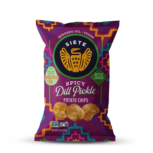 Siete Family Foods Spicy Dill Pickle Kettle Cooked Potato Chips, 5.5 Ounce, 6 Per Case | SKU: 795933 | UPC: 810091781265